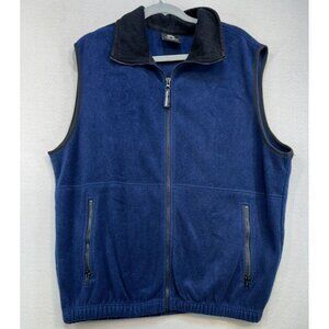 Weatherproof Garment Company Mens Fleece Vest Large Blue Full Zip & Pockets Outd